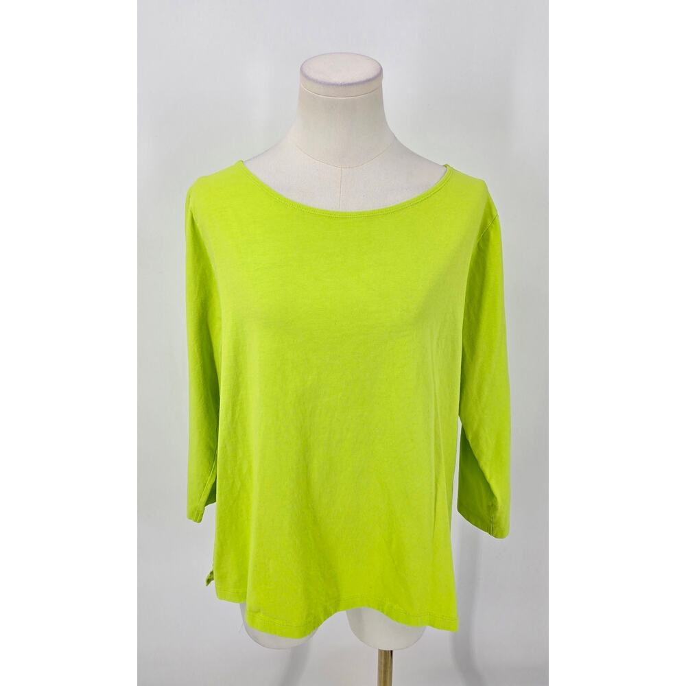 Kettlewell Beyond Boat Neck Top LL 12 Lime 3/4‎ Sleeve 100% Cotton Made Portugal